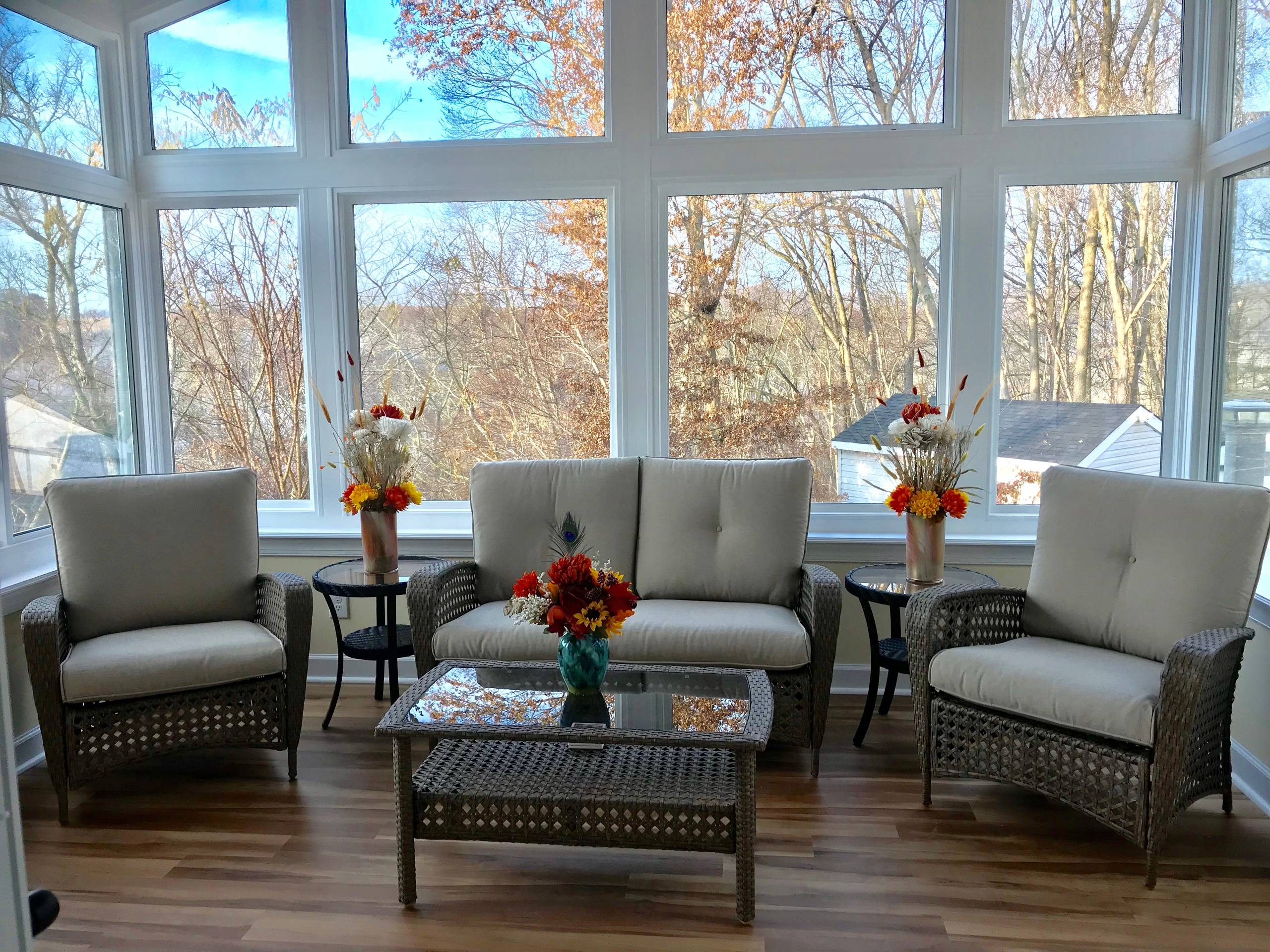 Sunroom with Vinyl Plank Flooring