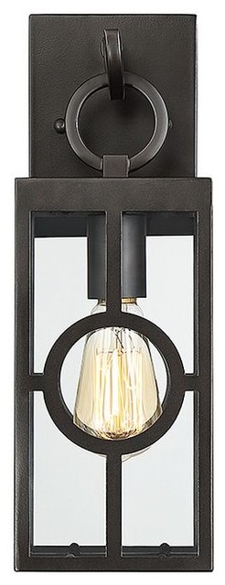 1-Light Transitional Outdoor Wall Lantern, English Bronze With Clear Glass