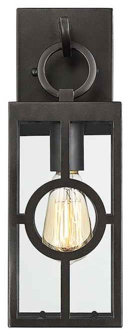 1-Light Transitional Outdoor Wall Lantern, English Bronze With Clear Glass