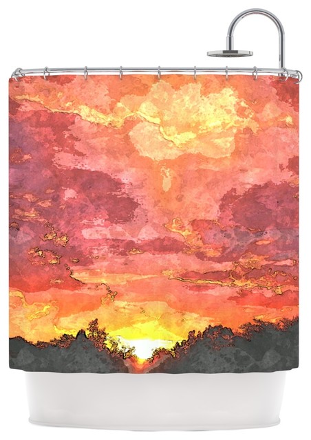 Oriana Cordero "Horizon" Orange Sky Shower Curtain