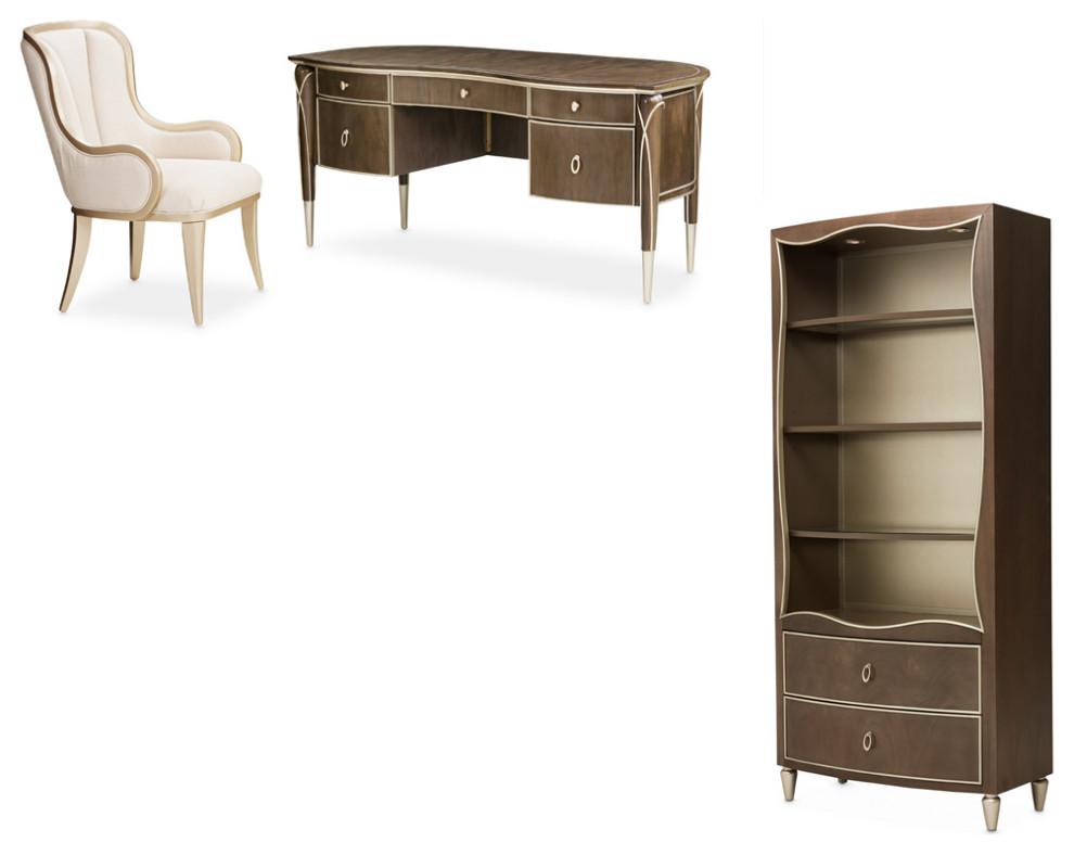 AICO Furniture Villa Cherie 3 Piece Home Office Set - Midcentury - Home