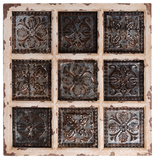 9 Panel Galvanized Tin Embossed Wall Decor Traditional Room 9 Panel Galvanized Tin Embossed Wall Decor