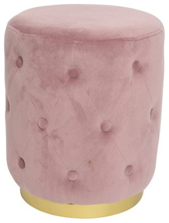 Button Studded Cocktail Stool, Pastel Pink