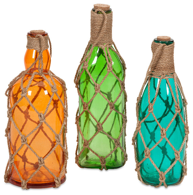 modern set of 3 williams glass bottles with jute hangers decor beach style decorative - Decorative Glass Jars modern set of 3 williams glass bottles with jute hangers decor beach style decorative - Decorative Glass Jars