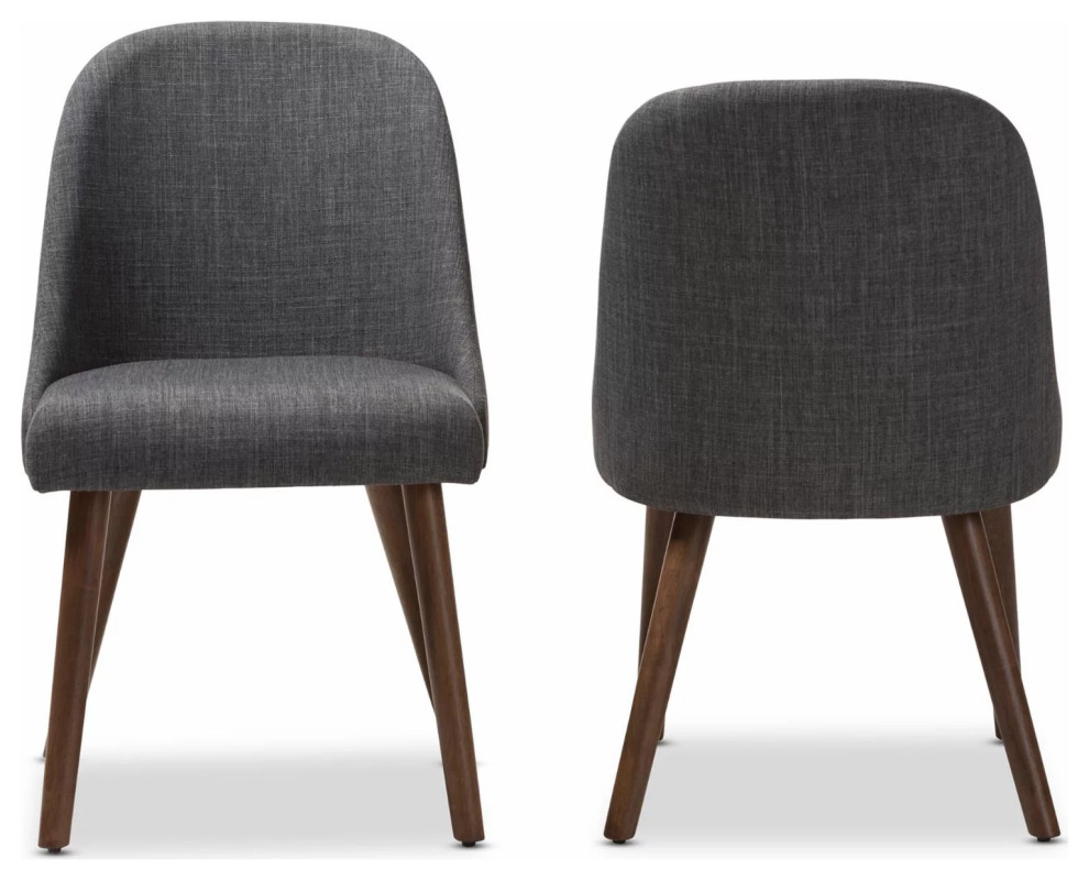 2 Pack Retro Dining Chair, Angled Legs With Padded Seat & Curved Back