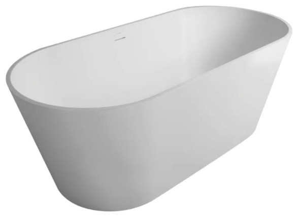 Freestanding solid surface glossy bathtub, overflow, pop-up drain, VA6912-GL