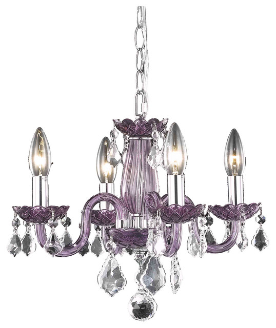 Rococo 4-Light Purple Pendant Clear Royal Cut Crystal