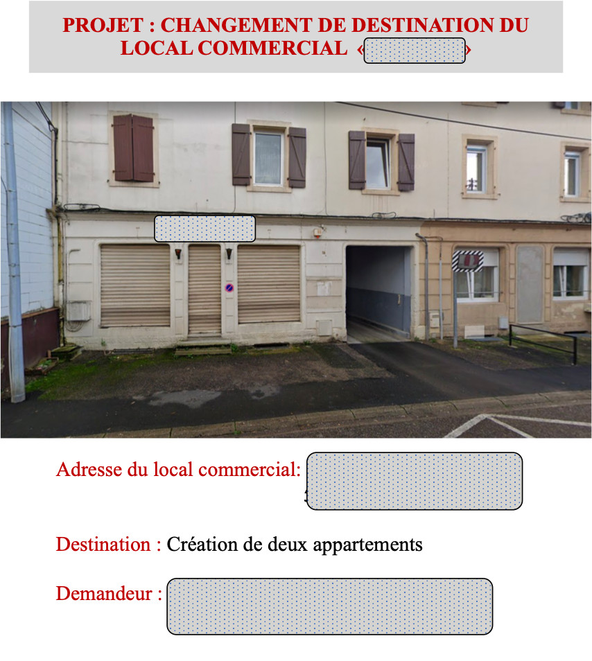 Changement de destination d'un local commercial