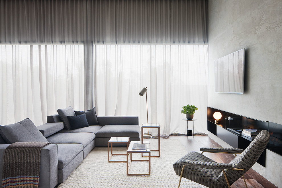 Photo of a contemporary living room in Melbourne.