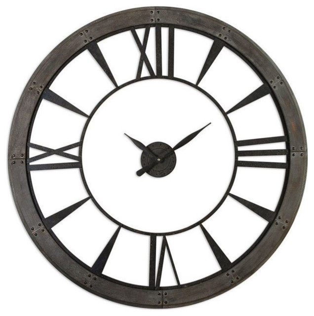 Clock 60 Bowery Hill Modern 60 Inch Wall Clock in Dark Rustic Bronze ...