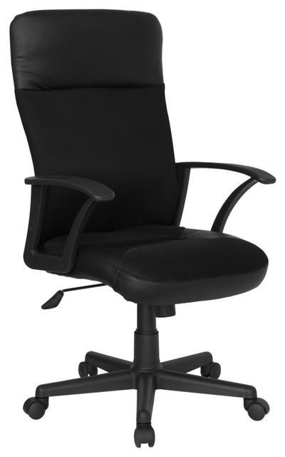 High Back Leather and Mesh Executive Swivel Office Chair, Black