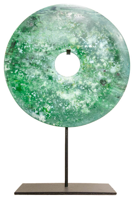 Turquoise Jade Bi-Disc Ornament, 40 Cm