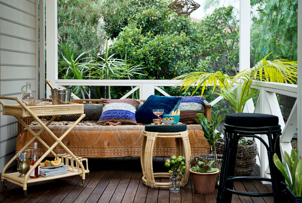 This is an example of a tropical verandah in Perth with decking.