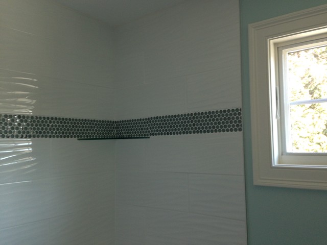 White Wave Tile With Border Transitional Boston By Db Interiors White Wave Tile With Border Transitional