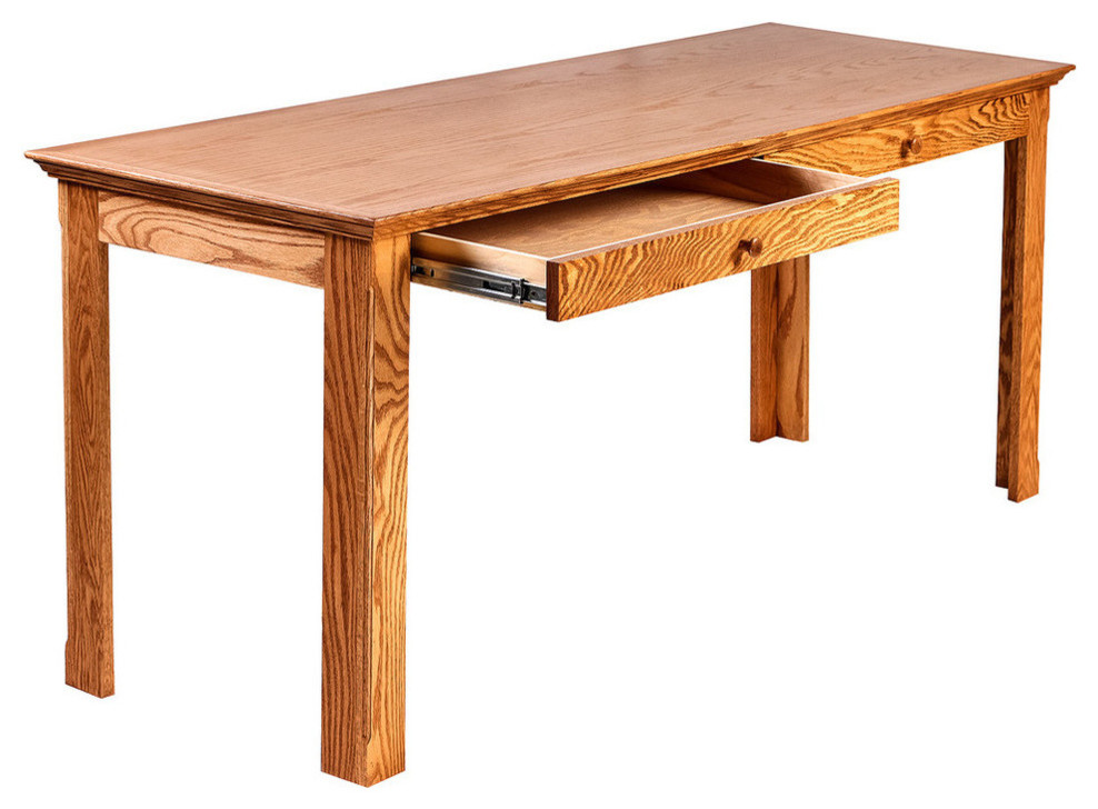 Traditional Oak Writing Table With Drawers, 42w Traditional Desks And Hutches by Oak