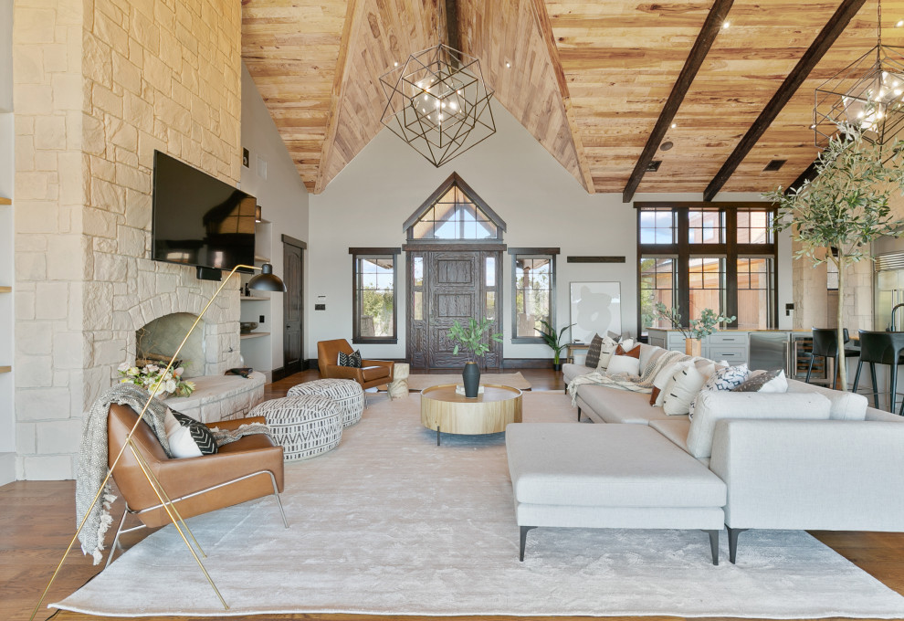 Inspiration for a rustic living room remodel in Dallas