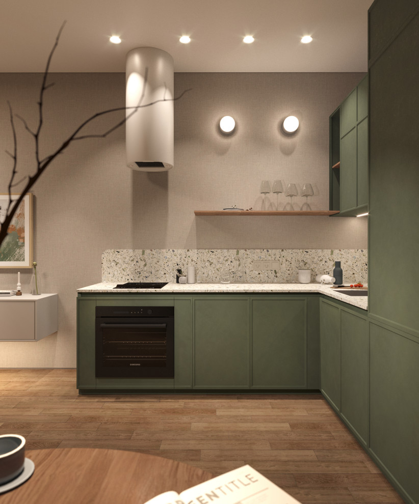 Кухонная зона, вариант освещения ночью.