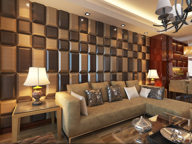 3D Leather Tiles  for Living  Room  Wall Designs  Modern  