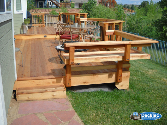 Redwood Deck With Built In Bench Traditional Denver By Redwood Deck With Built In Bench