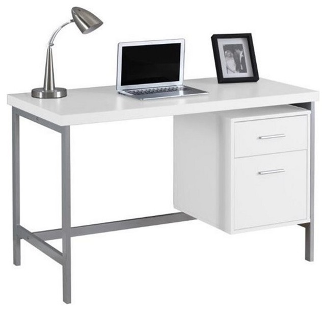 Atlin Designs 48" Metal Home Office Desk in White Transitional