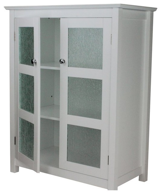 Double Doors Free Standing Bathroom Storage Cabinet Transitional