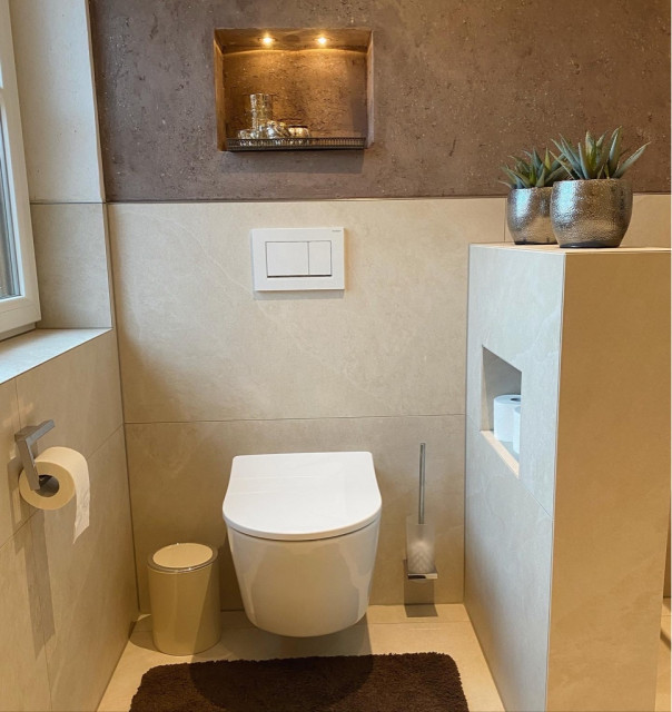 Mediterranes Bad mit Terrastone Spachteltechnik mediterranean-powder-room
