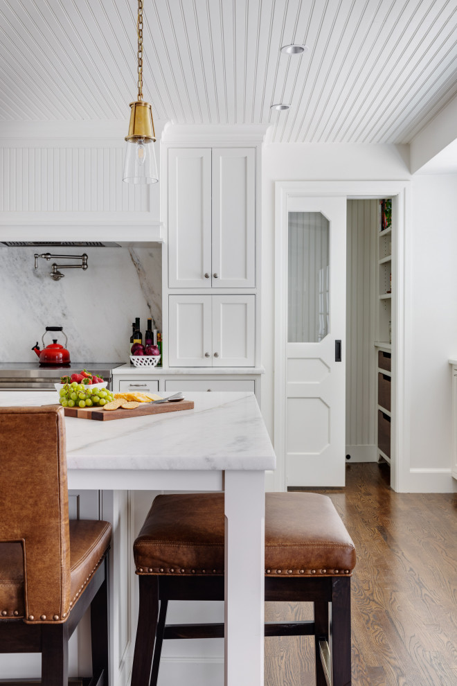 Example of a transitional kitchen design in Boston