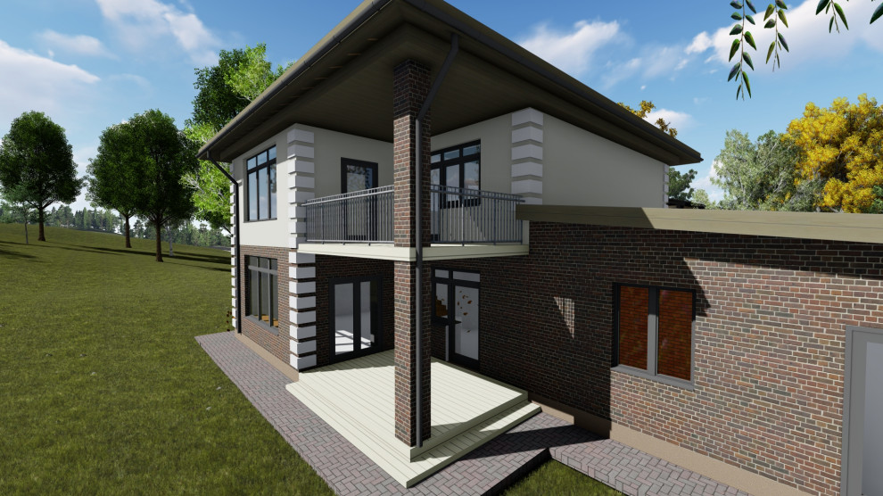 Двух этажный дом с гаражом на 2 машины