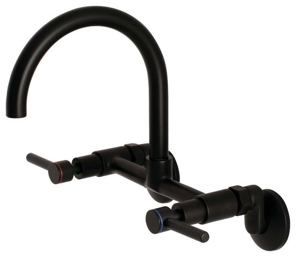 Concord 8" Adjustable Center Wall Mount Kitchen Faucet, Matte Black