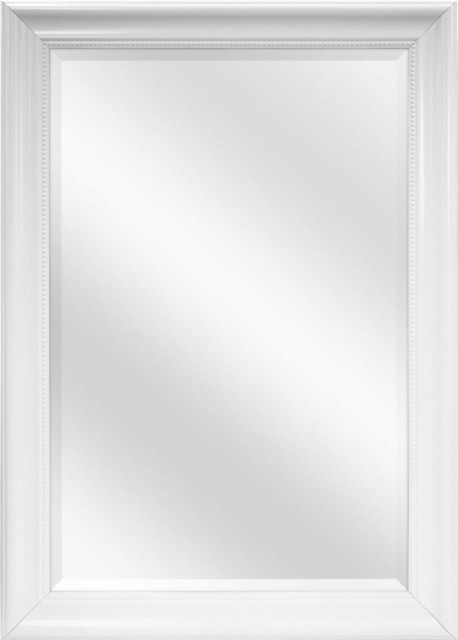 white bathroom mirror on stand