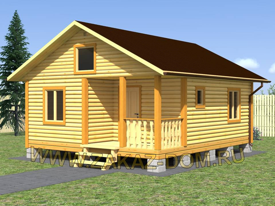 Проект одноэтажной бани из бруса (6х7 м) : Б-107