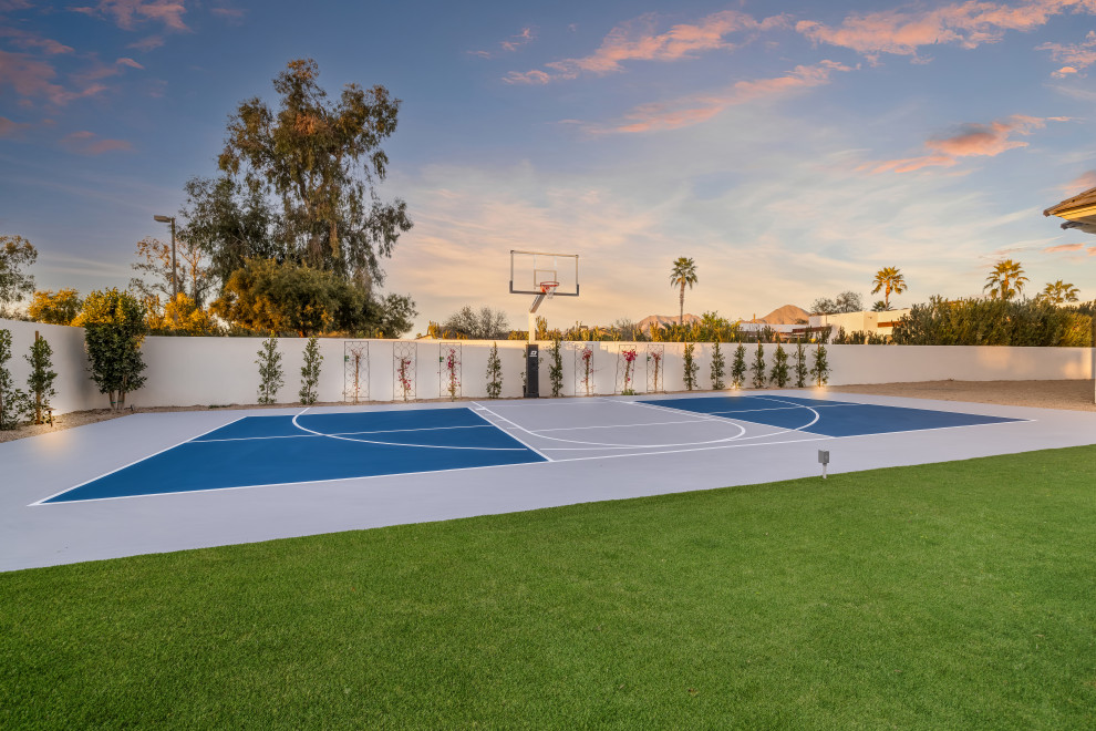 Example of a transitional home design design in Phoenix