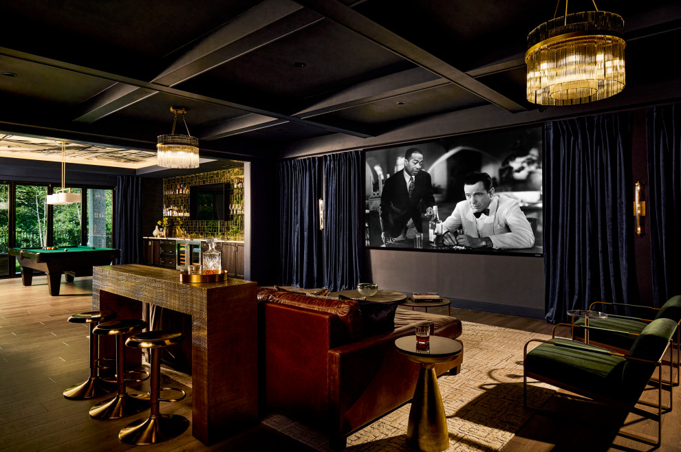 Home theater - modern home theater idea in Richmond