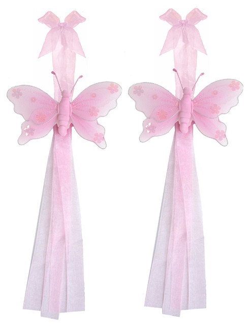 Butterfly Curtain Tie Backs Pink Jewel Tieback Pair Set Decorations