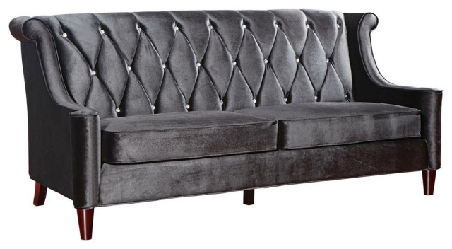 Barrister Tufted Velvet Sofa, Black