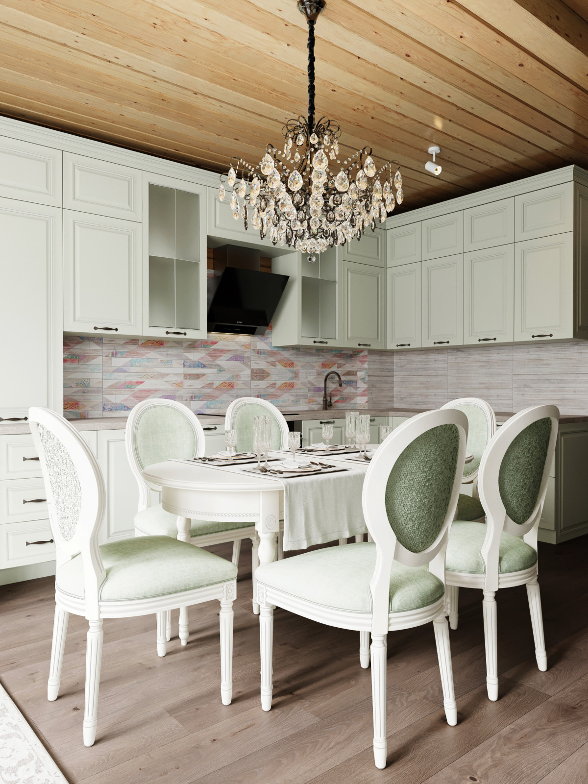 Кухня Гостиная в классическом стиле