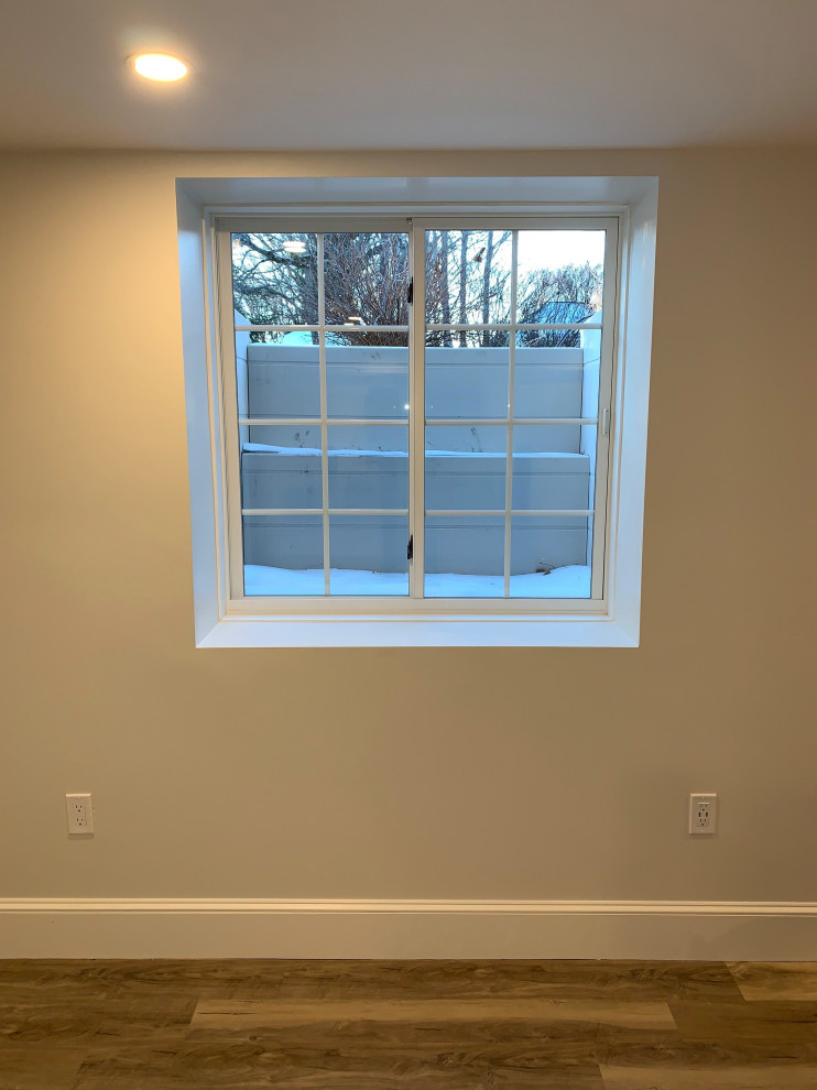 Inspiration for a transitional basement remodel in Boston