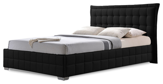 monaco and faux leather platform base bed frame black queen transitional platform - Queen Bed Frame Black monaco and faux leather platform base bed frame black queen transitional platform - Queen Bed Frame Black