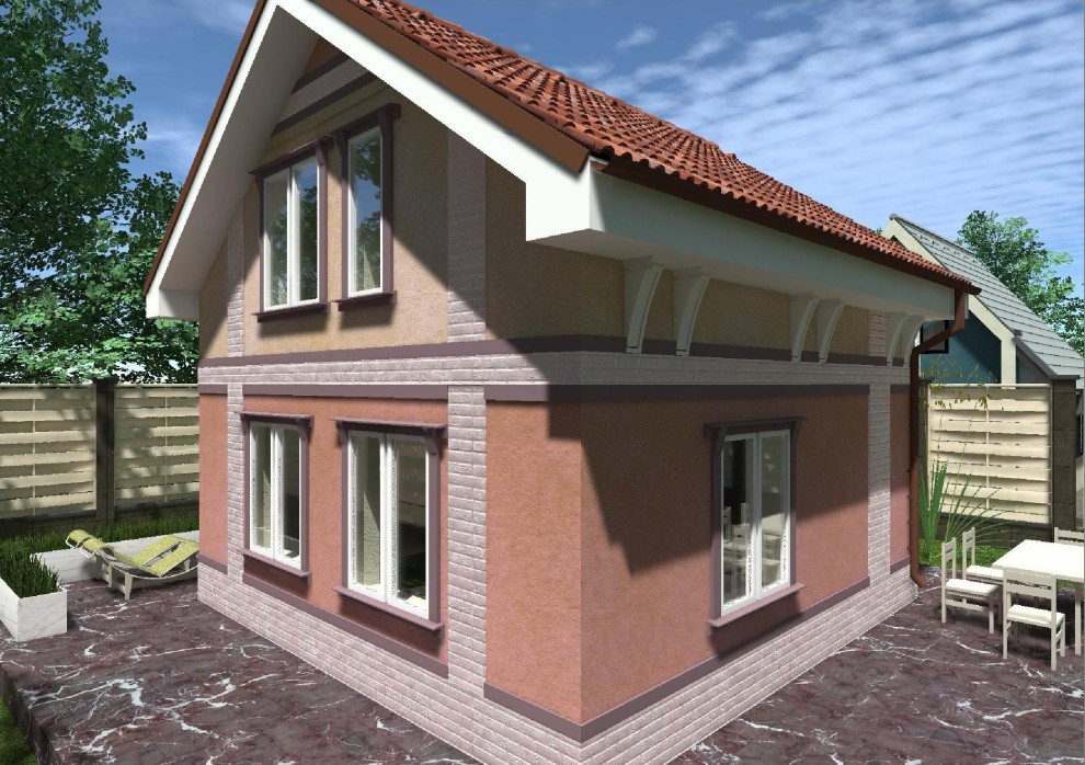 Дачный двухэтажный дом 7х8 из газоблоков под ключ 100 кв.м.