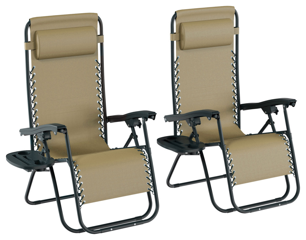 Set of 2 Zero Gravity Chairs Patio Furniture Folding AntiGravity Recliners Modern Outdoor