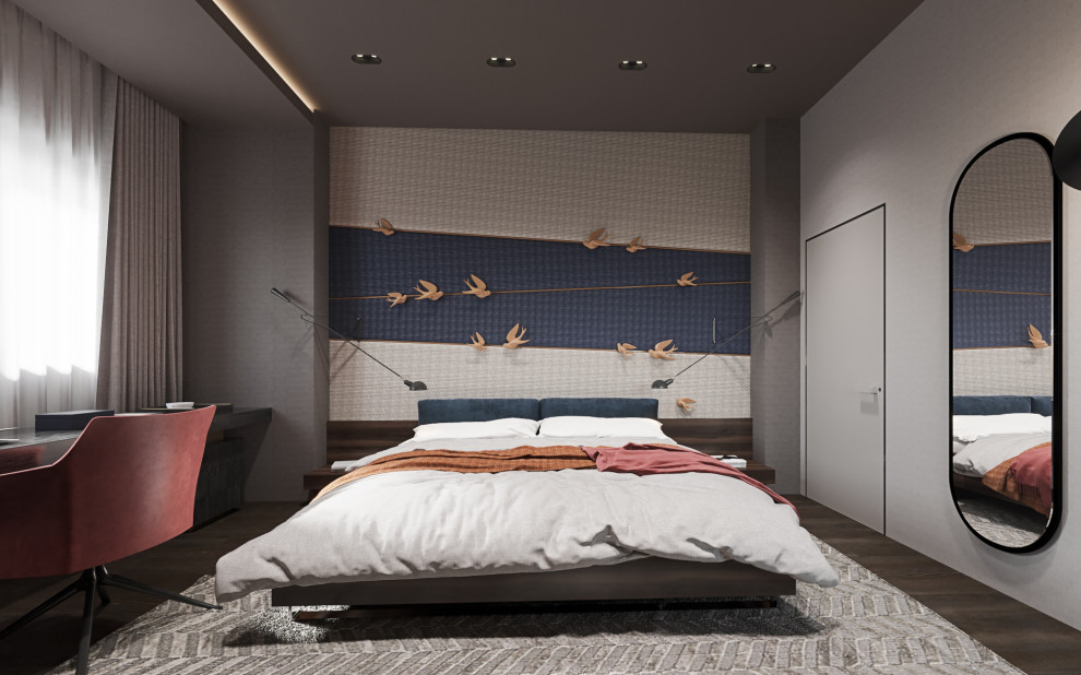 Спальня в современном стиле  в колониальных тонах