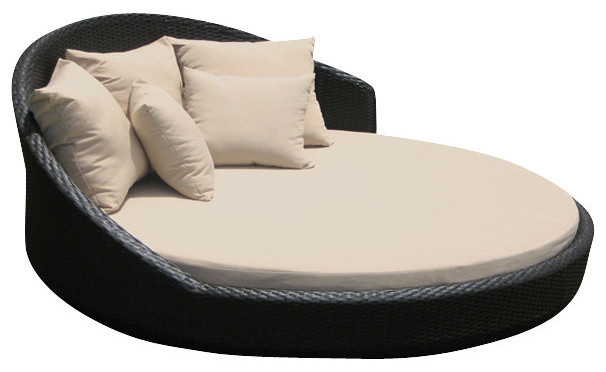 Outdoor Wicker Lounge All Weather Round, Round Double Chaise Lounge Cushions