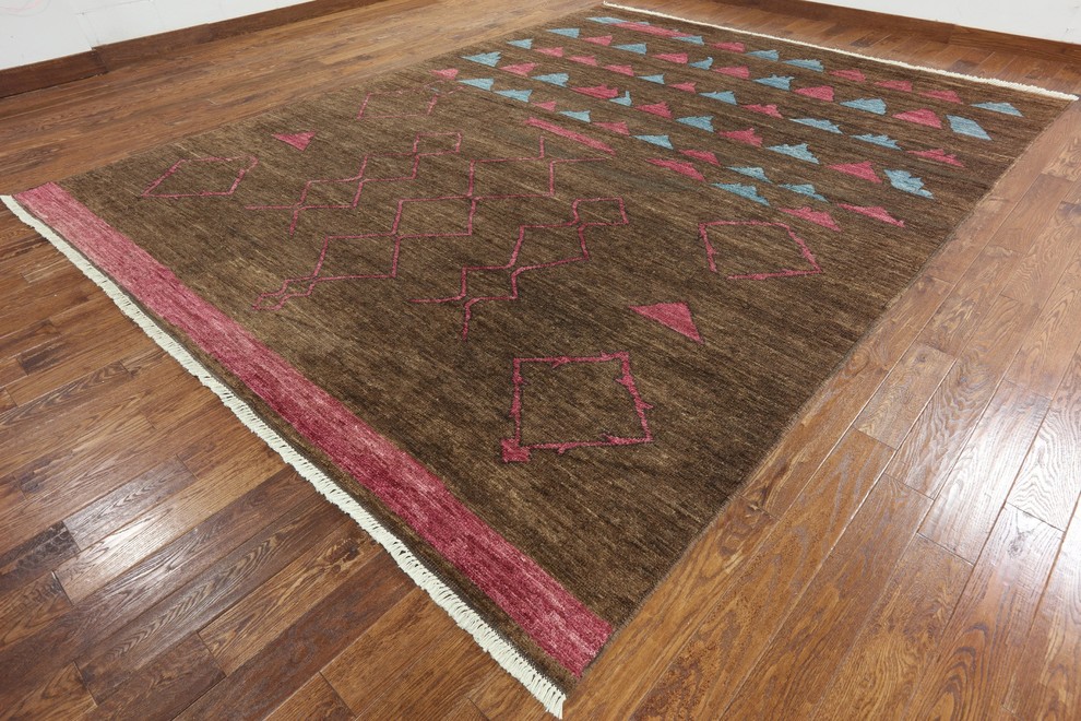 Modern NavajoDesign Gabbeh Handmade Rug 10x14, P6048, 10'5"x13'10" Scandinavian Area Rugs