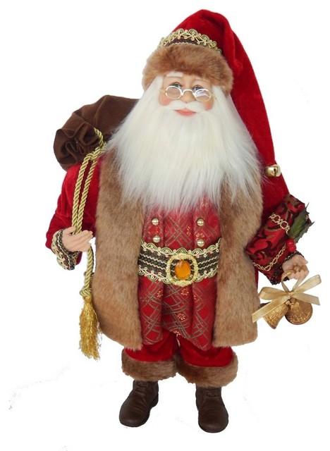 Kurt Adler Kringles Klaus Elegant Santa Decor, Burgundy Gold, 18 