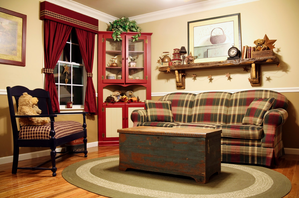 Design ideas for a country living room in Philadelphia.
