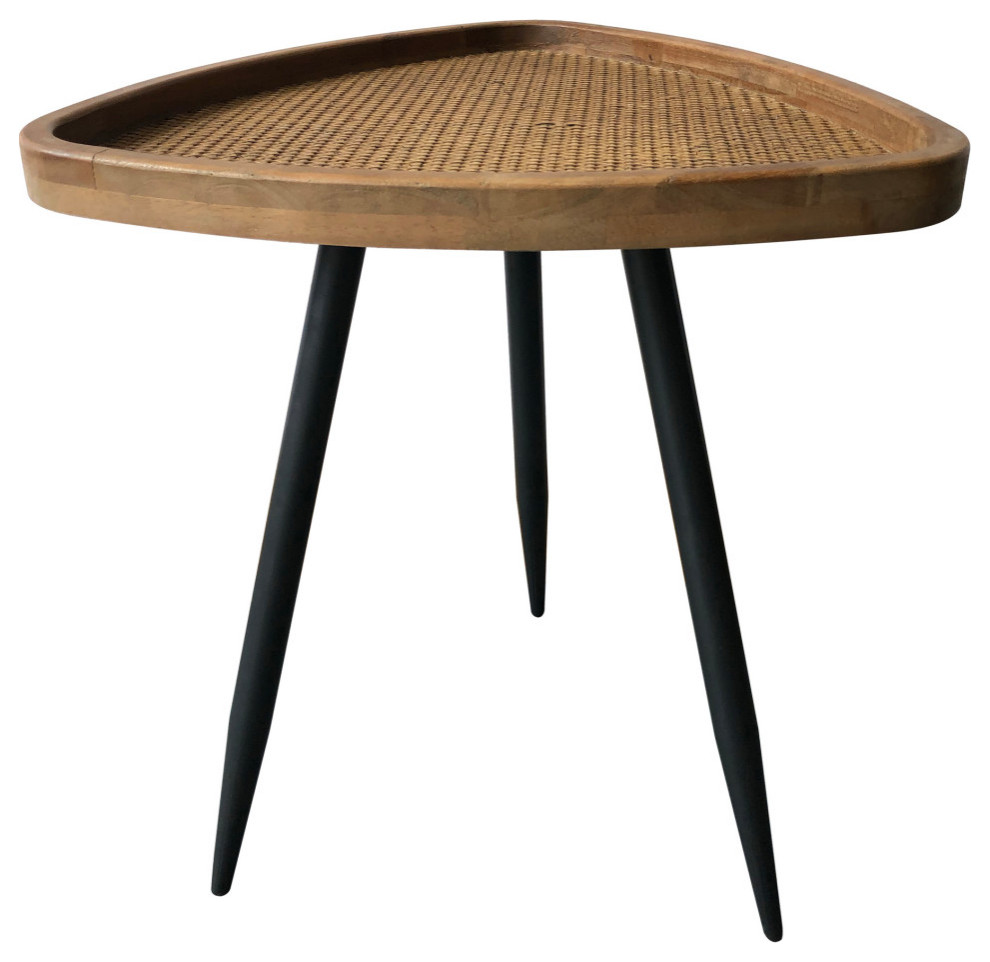 17 Inch Rattan Side Table Natural Scandinavian Scandinavian Side