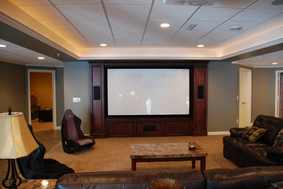 Inspiration for a traditional home theatre in Detroit.