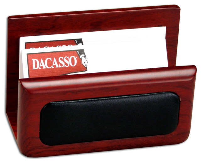 Wood And Leather Business Card Holder Rosewood