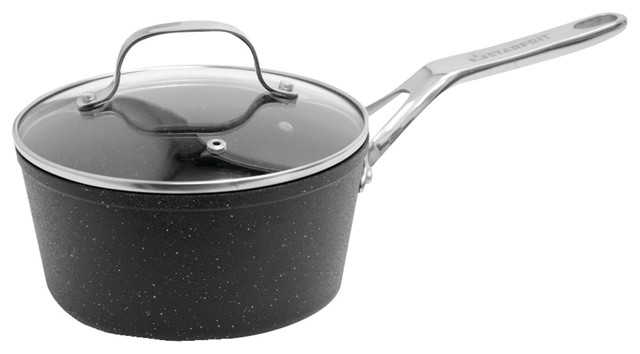 The Rock by Starfrit Aluminum 2 Quart Saucepan with Glass Lid