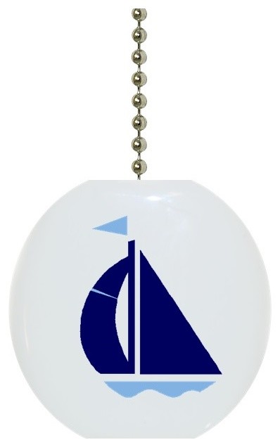 Sailboat Navy Light Blue Ceiling Fan Pull